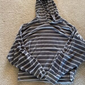 American Eagle Gray Striped Hoodie